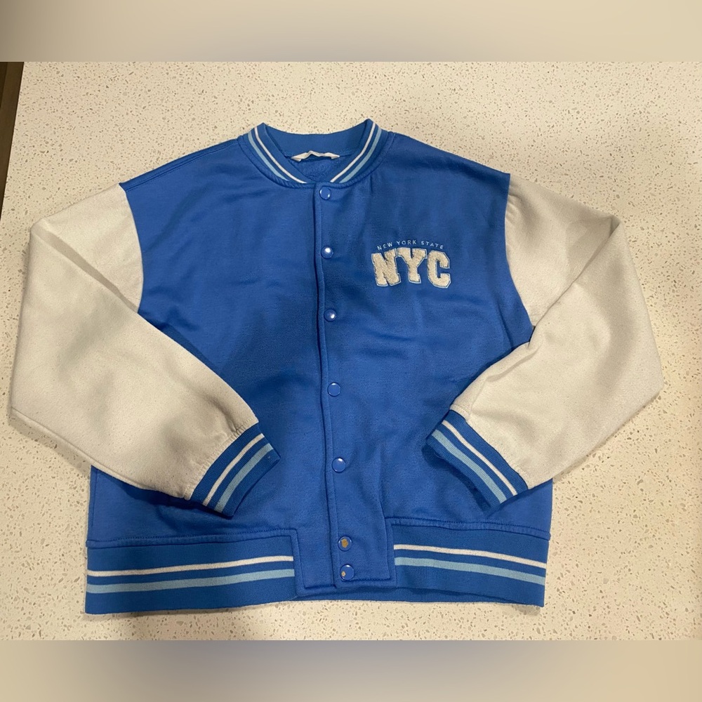 Bluenotes Blue and White Fleece Varsity Jacket Small New York State - Picture 3 of 9